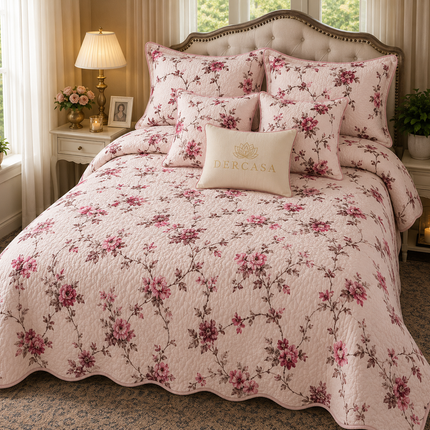 Cuvertură de pat matlasată din bumbac, 5 piese – Eleganță și confort, Cod: CVT2