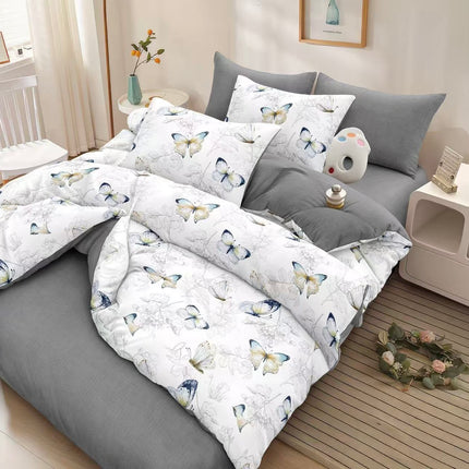 Lenjerie de pat din bumbac fin 6 piese(cearșaf de pat cu elastic) Cod: FNF433