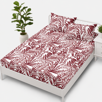 Husă de pat cu elastic din Bumbac Finet + 2 Fețe de Pernă, 160x200, Cod: DRS30