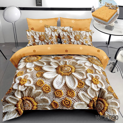 Lenjerie Premium cu efect panoramic 5D, cearșaf cu elastic, Cod: CDC-29