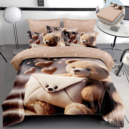 Lenjerie Premium cu efect panoramic 5D, cearșaf cu elastic, Cod: CDC-54