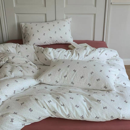 Lenjerie elastică premium din bumbac tricot – Design botanic, 4 piese, Cod: CTN14