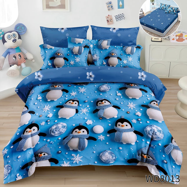 Lenjerie Premium cu efect panoramic 5D, cearșaf cu elastic, Cod: CDC-33