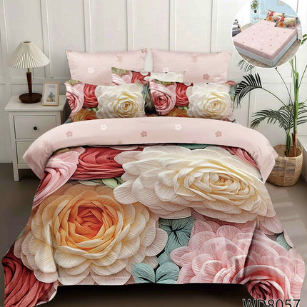 Lenjerie Premium cu efect panoramic 5D, cearșaf cu elastic, Cod: CDC-60