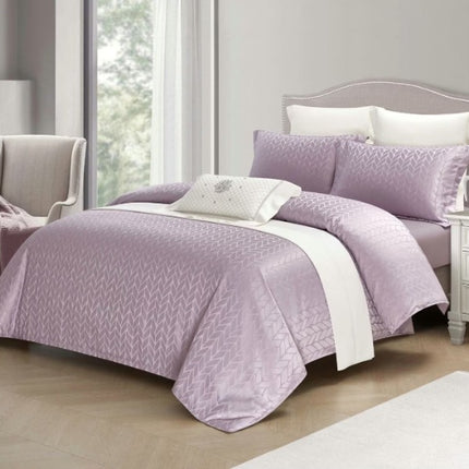 Set lenjerie de Lux jacquard, 4 piese, pat 2 persoane, cearșaf cu elastic Cod: JQC3