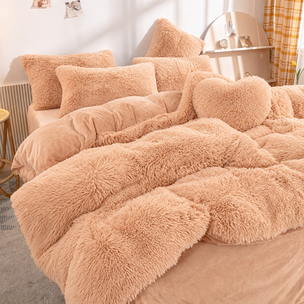 Lenjerie de Pat Premium Fluffy Cocolino, 6 Piese, Pat Dublu, Cod: E-FFY2