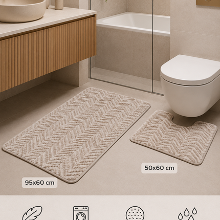 Covorașe de baie premium – Set 2 piese, ultra-absorbante și antiderapante, Cod: PBAY5
