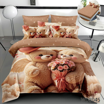 Lenjerie Premium cu efect panoramic 5D, cearșaf cu elastic, Cod: CDC-44