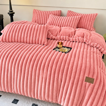 Lenjerie de Pat Plush Velvet Premium, 4 Piese, husă cu Elastic, Cod: PVL1