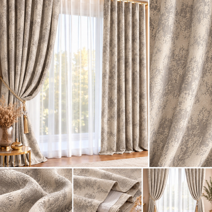Draperii Sena – Set 2 bucăți, Jacquard Elegant, Crem, cu rejansă, Cod: SNA5