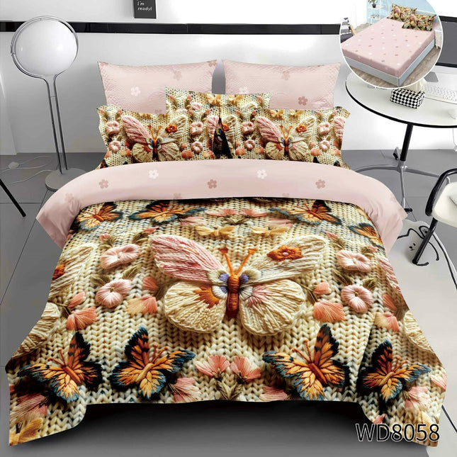 Lenjerie Premium cu efect panoramic 5D, cearșaf cu elastic, Cod: CDC-45