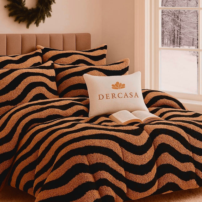 Set Premium Cocolino Zebra – Lenjerie Plușată cu Elastic (4 Piese), Cod: ZBC2