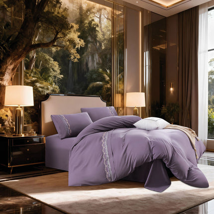 Set de Pat Luxury „Dantelă” și “Broderie”– P-H-004 Mov