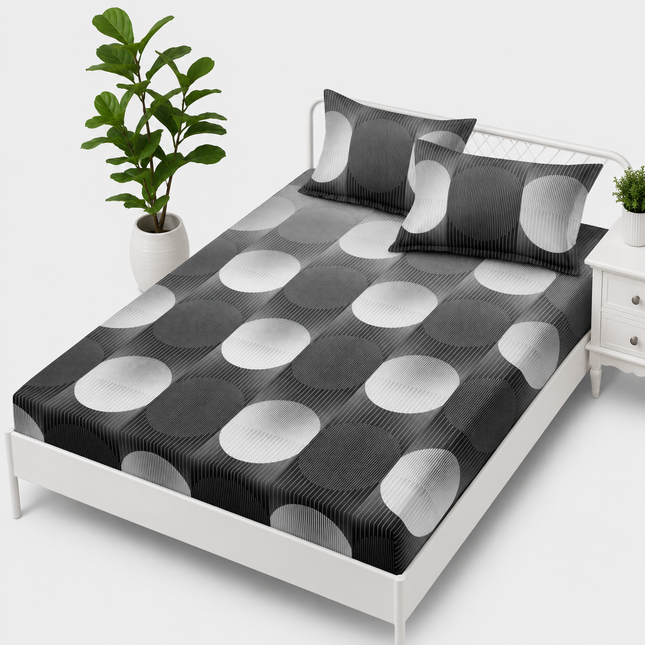 Husă de pat cu elastic din Bumbac Finet + 2 Fețe de Pernă, 160x200, Cod: DRS23