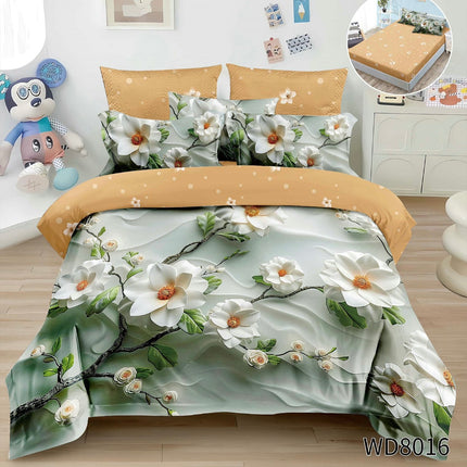 Lenjerie Premium cu efect panoramic 5D, cearșaf cu elastic, Cod: CDC-37