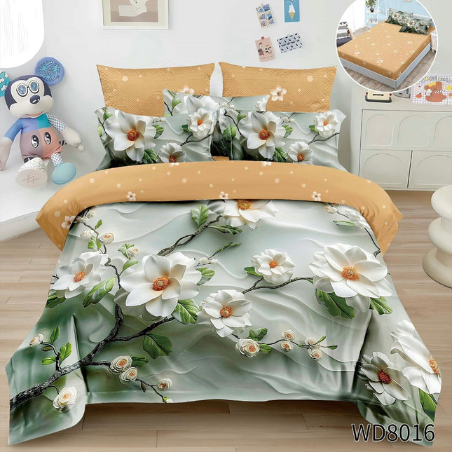 Lenjerie Premium cu efect panoramic 5D, cearșaf cu elastic, Cod: CDC-37