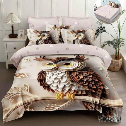 Lenjerie Premium cu efect panoramic 5D, cearșaf cu elastic, Cod: CDC-48