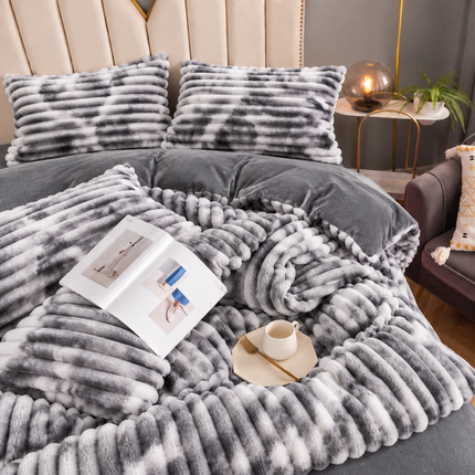 Set de Lux din blană de iepure artificială, 4 piese, Cod: BY89