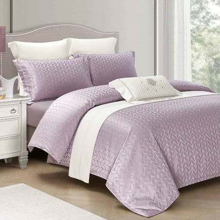 Set lenjerie de Lux jacquard, 4 piese, pat 2 persoane, cearșaf cu elastic Cod: JQC3