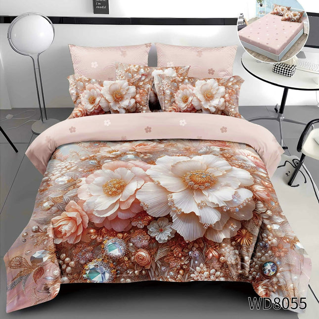 Lenjerie Premium cu efect panoramic 5D, cearșaf cu elastic, Cod: CDC-47