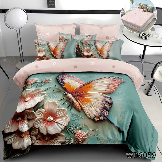 Lenjerie Premium cu efect panoramic 5D, cearșaf cu elastic, Cod: CDC-50