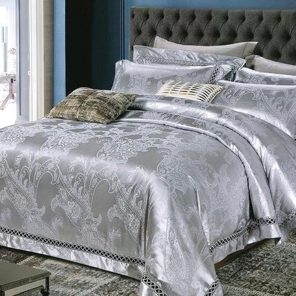 Set lenjerie de Lux jacquard, 6 piese, pat 2 persoane Cod: JQK3