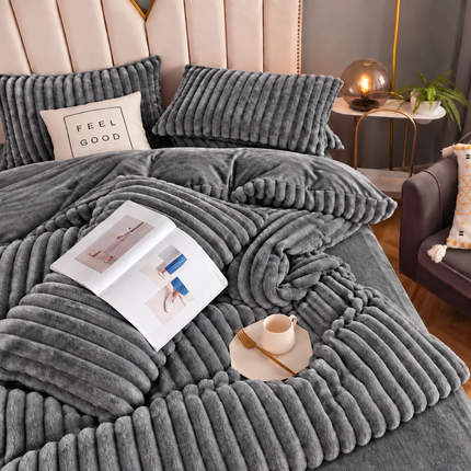 Set de Lux din blană de iepure artificială, 4 piese, Cod: BY84