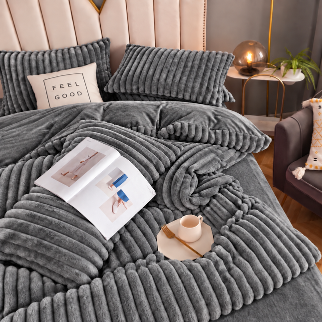 Set de Lux din blană de iepure artificială, 4 piese, Cod: BY84