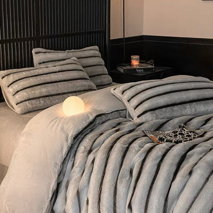 Set de Lux din blană de iepure artificială, 4 piese, Cod: BY11
