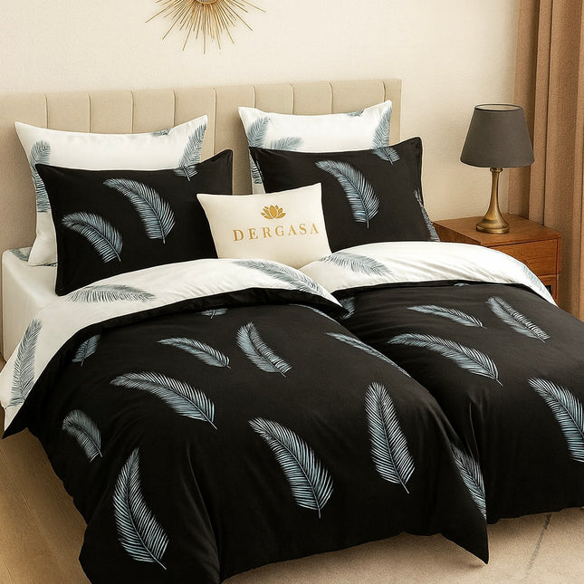 Set lenjerie pat – bumbac satinat, 7 piese, 2 huse pilotă, Cod: 7PS7