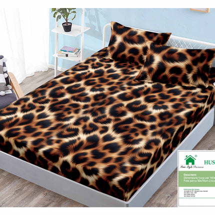Husă de pat cu elastic din Bumbac Finet + 2 Fețe de Pernă, 160x200, Cod: DRM121