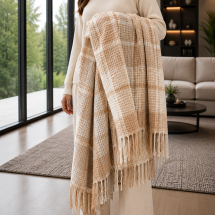 Pătură Merinos Cozy Life – Carouri, 180x220 cm, Cod: MROS2