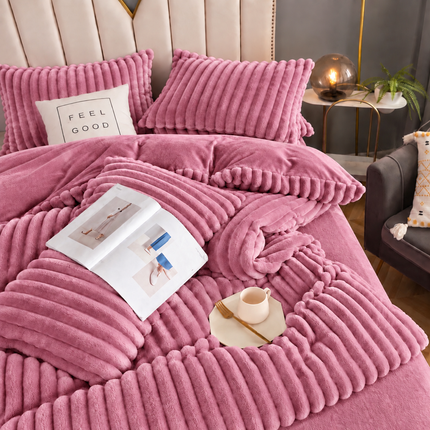 Set de Lux din blană de iepure artificială, 4 piese, Cod: BY82