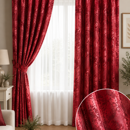 Draperii Sena – Set 2 bucăți, Jacquard Elegant, Bordo, cu rejansă, Cod: SNA8