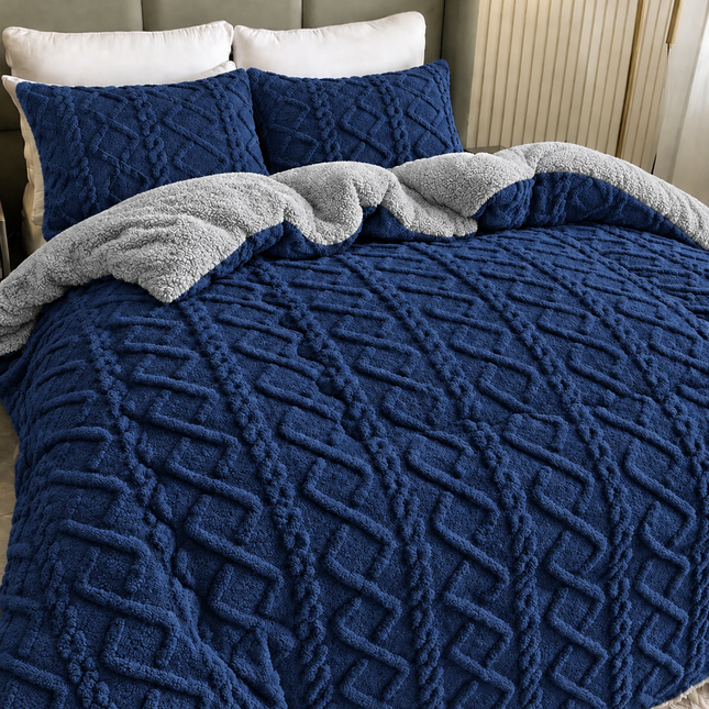 Set Pilotă Cocolino cu blăniță Sherpa – 200×230 cm + 2 Fețe de Pernă, Cod: MRK44
