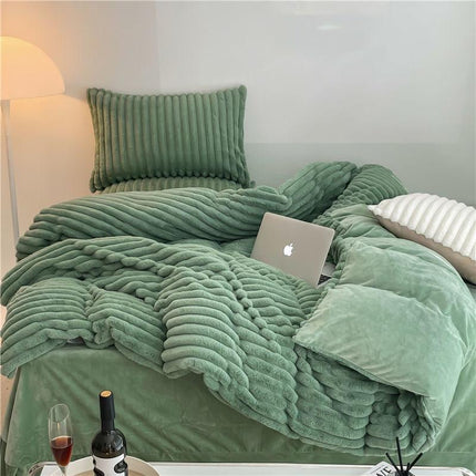 Set de Lux din blană de iepure artificială, 4 piese, Cod: BY54