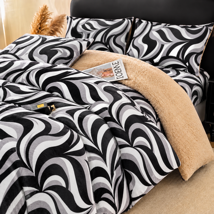 Lenjerie de Pat Cocolino cu Blăniță Sherpa – Set 4 Piese, cod: SHPA35