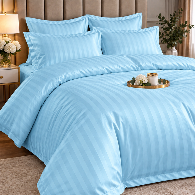 Lenjerie de Lux din Damasc Finetat Deluxe cu 6 piese-cearșaf de pat cu elastic Cod: DAE321