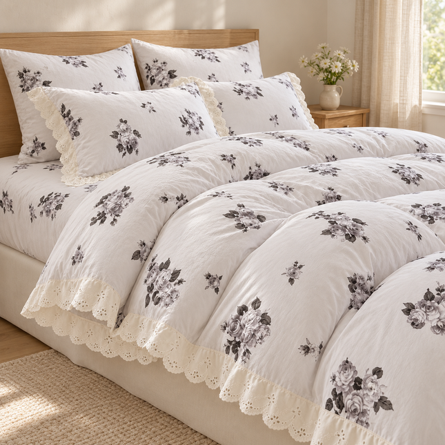 Lenjerie deluxe 6 piese cu elastic și volănașe – Bumbac Fin Soft Touch
Cod: FBS3