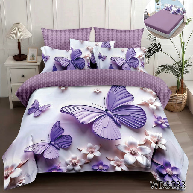 Lenjerie Premium cu efect panoramic 5D, cearșaf cu elastic, Cod: CDC-35