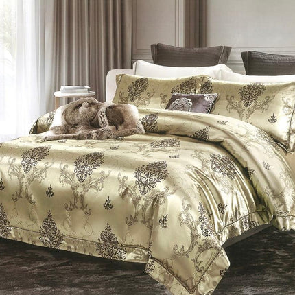 Set lenjerie de Lux jacquard, 6 piese, pat 2 persoane Cod: JQK7