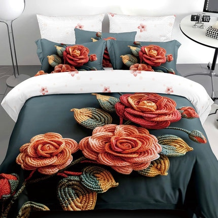 Lenjerie Premium cu efect panoramic 5D, cearșaf cu elastic, Cod: CDC-18