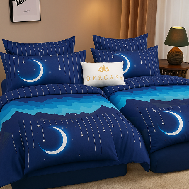Set lenjerie pat – bumbac satinat, 7 piese, 2 huse pilotă, Cod: 7PS11