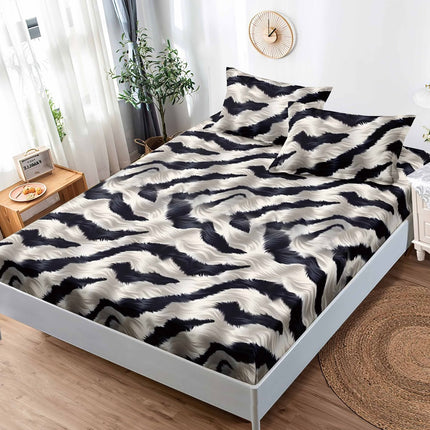Husă de pat cu elastic din Bumbac Finet + 2 Fețe de Pernă, 180x200, Cod: DRS804