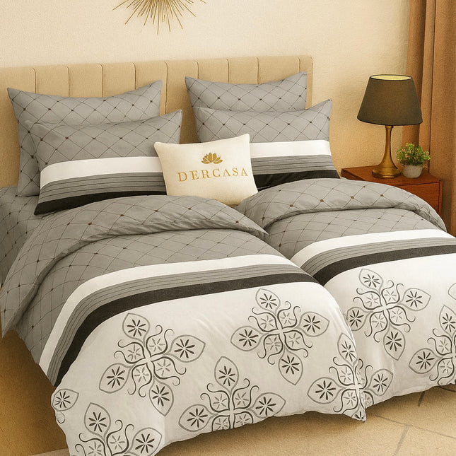 Set lenjerie pat – bumbac satinat, 7 piese, 2 huse pilotă, Cod: 7PS8