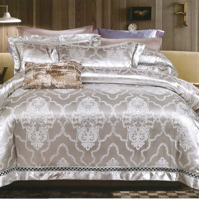 Set lenjerie de Lux jacquard, 6 piese, pat 2 persoane, Cod: JQK115