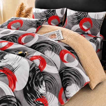 Lenjerie de Pat Cocolino cu Blăniță Sherpa – Set 4 Piese, cod: SHPA43