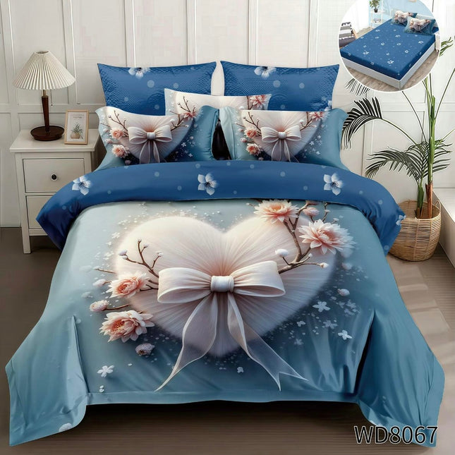 Lenjerie Premium cu efect panoramic 5D, cearșaf cu elastic, Cod: CDC-64