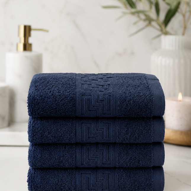 Set de 4 prosoape din bumbac 100% cu putere mare de absortie Navy– 50 x 90 cm Elegance