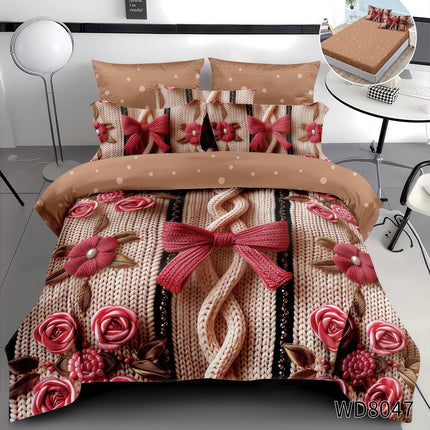 Lenjerie Premium cu efect panoramic 5D, cearșaf cu elastic, Cod: CDC-28